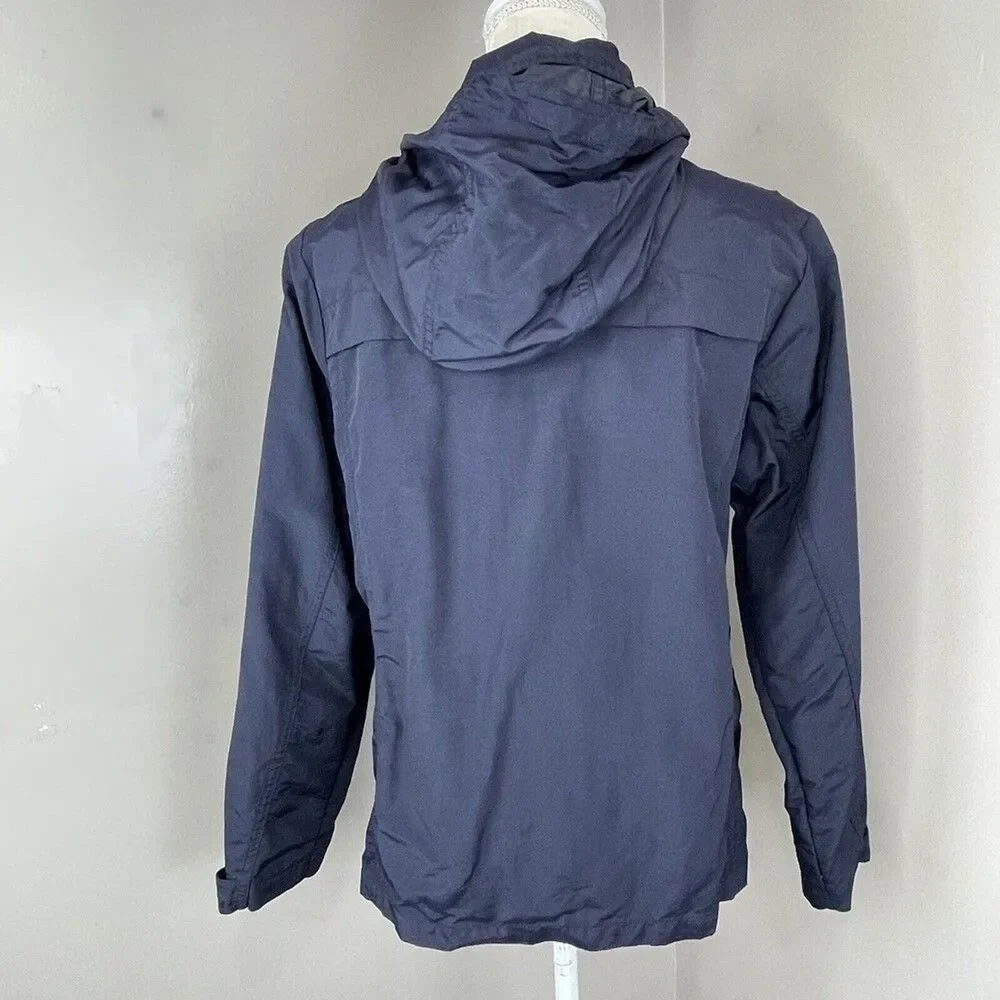 Lands’ End Women’s Hooded Rain Windbreaker Jacket Coat Small S 6-8 Navy Nylon